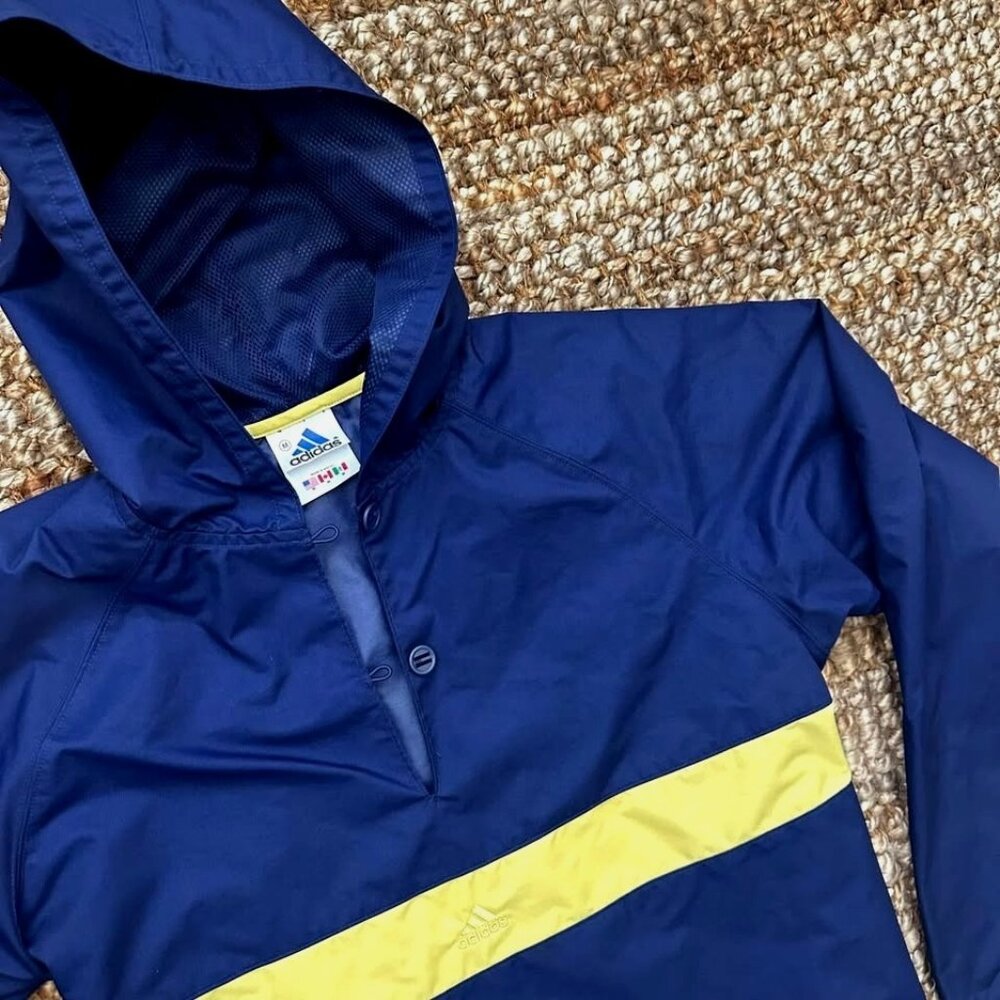 Adidas Windbreaker HoodedJacket (Medium) Blue Yellow  Colors Y2k